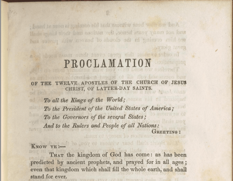 Proclamation Chum Text of the 1845 Church Proclamation – Kip on Character